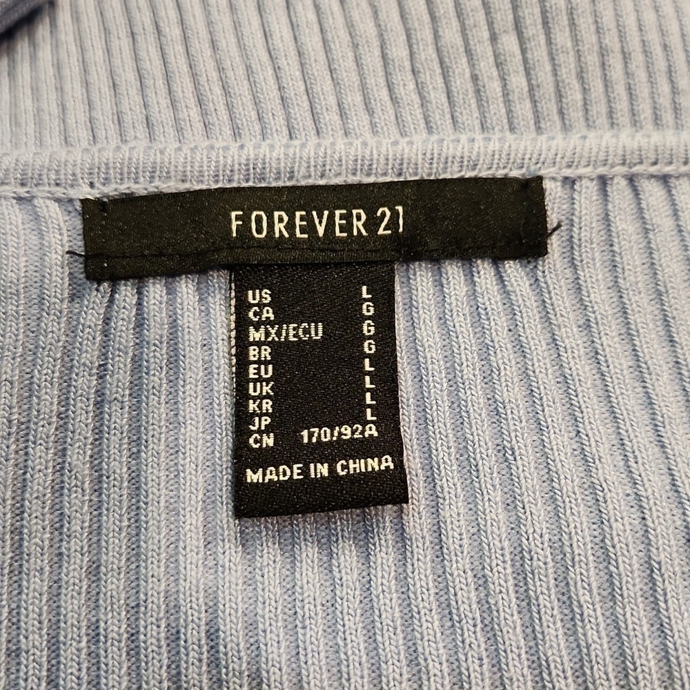 Periwinkle Blue Ribbed Button Front Henley Top - Picture 5 of 5